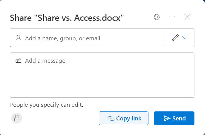 The Share dialog in Microsoft 365.