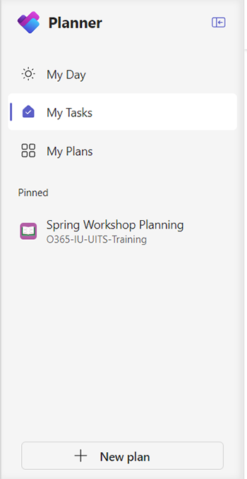 The Microsoft Teams planner app sidebar.