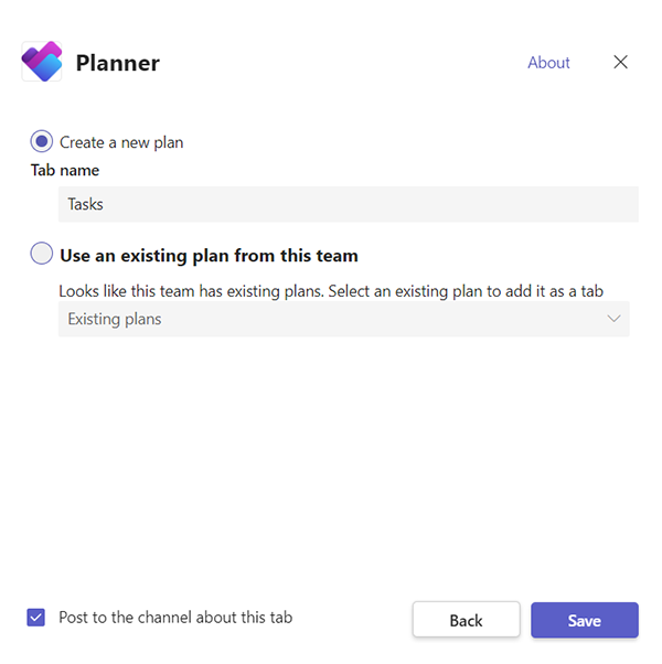 the planner tab configuration dialog box.