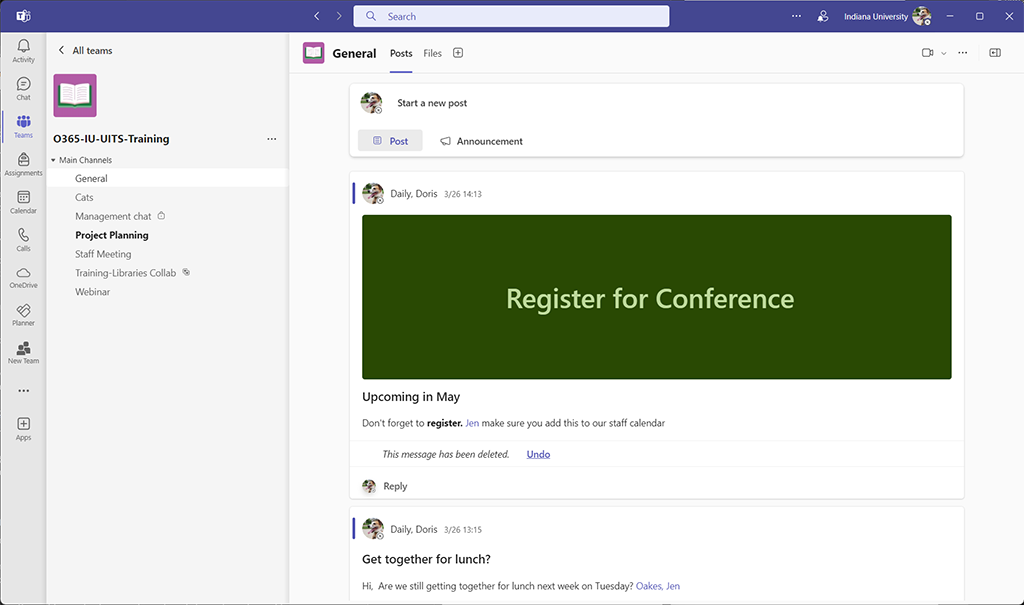A channel in the Microsoft Teams teams app where we'd like to add a plan as a tab.